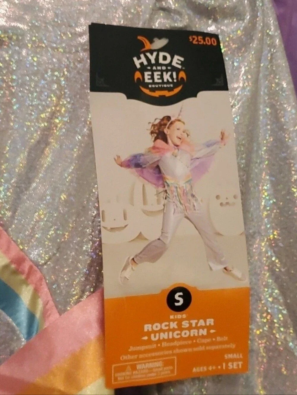 Target Rock Star Unicorn Costume Silver Multicolor Kids Sz S 6-8 Year Halloween.